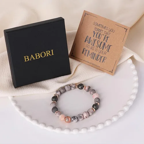 Vista 6 de BABORI Bracelets for Women Anniversary Birthday Christmas Jewelry Gift for Women Protection Nature Stone Inspirational Bracelets for Mother Daughter