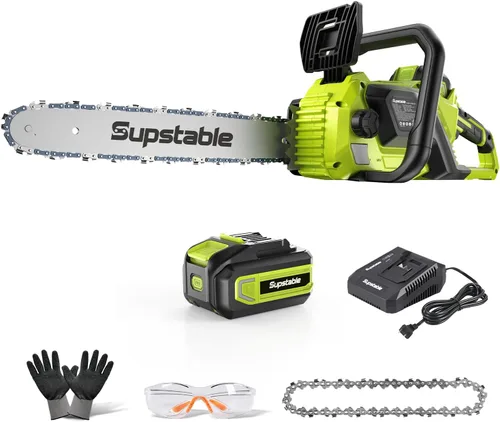 Vista 13 de Mini motosierra inalámbrica, motosierra eléctrica de 8 pulgadas y 6 pulgadas, funciona con pilas, 1000 W sin escobillas de mano con 2