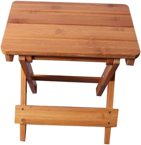 Vista 3 de Taburete plegable de madera de bambú, taburete portátil para el hogar, multifuncional, para baño, sala de estar, dormitorio, lavandería o pesca