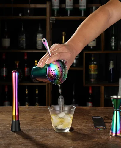 Vista 3 de Juego de coctelera – Kit de accesorios de bar de 13 piezas con agitador Boston pesado, colador, jigger, Muddler, cuchara de mezcla y más