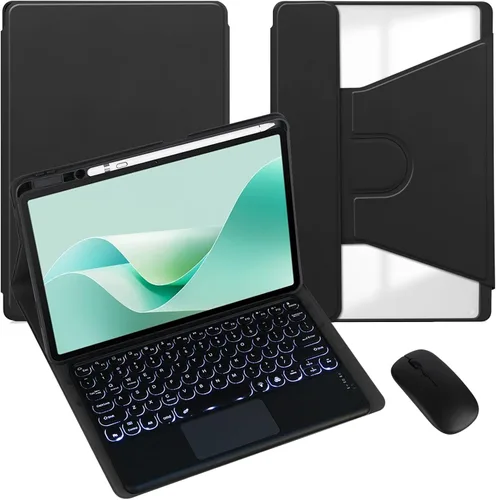 Vista 42 de Funda para tableta Samsung Galaxy Tab A8 de 10.5 pulgadas, teclado redondo inalámbrico desmontable Bluetooth, cubierta trasera transparente