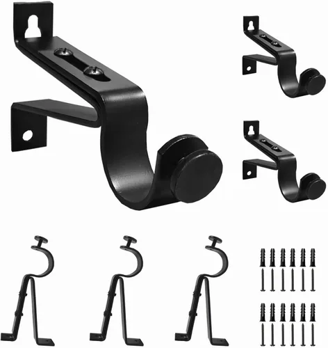 Vista 8 de Soportes de barra de cortina ajustables, se adaptan a barras de hasta 1 pulgada, 1-1/8 pulgadas, soporte extensible para barra de cortina resistente