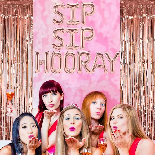 Vista 4 de Suministros para despedida de soltera – Cartel de globo de oro rosa para brunch despedida de soltera, boda, compromiso, despedida de soltera