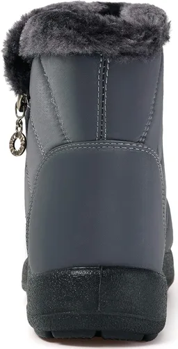 Vista 12 de Eagsouni Botas de nieve para mujer, botines de invierno para mujer, con forro de piel cálida, botines gruesos con cremallera, zapatos planos
