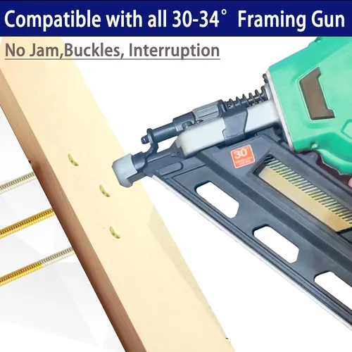 Vista 4 de HW HAMWOO 34° Framing Nails,Smooth Shank,2-1/2",1000Pcs Galvanized Nails,Paper Tape Strip Nails