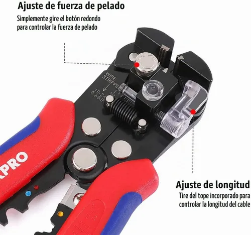 Vista 4 de WORKPRO Juego de pelacables, pelacables multiherramienta de 8 pulgadas y juego de pelacables autoajustable de 8 pulgadas para pelar, cortar