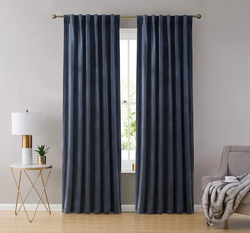 Vista 3 de HLC.ME Lopez - Paneles de cortinas de terciopelo con pestaña trasera y bolsillo para cortinero, para dormitorio y sala de estar, juego de 2 paneles