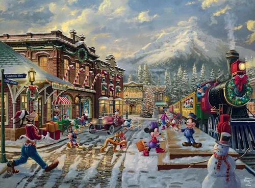 Vista 5 de Ceaco - Thomas Kinkade - Disney - Holiday - Candy Cane Express - Rompecabezas de 1000 piezas