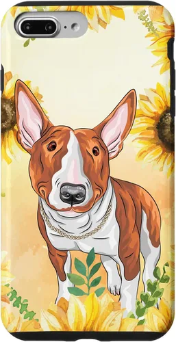 Vista 9 de iPhone 15 Lindo perro de acuarela Bull Terrier - Estuche de flores florales de girasol