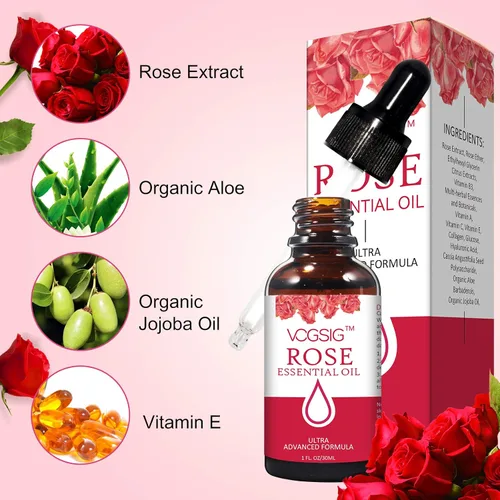 Vista 2 de Aceite Esencial de Rosa 1.0 fl oz - Aromaterapia, Hidratante de la Piel, Anti-Envejecimiento, Reduce la Pigmentación, Absorbido Rápidamente