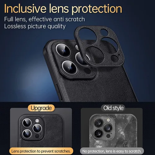 Vista 5 de COOVS Funda para iPhone 14/14 Plus/14 Pro/14 Pro Max, funda de cuero de lujo premium clásica para negocios, funda delgada para teléfono