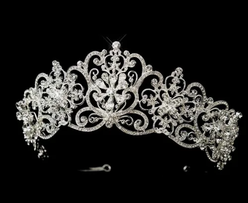 Vista 3 de WIIPU Lujo Teardrop CZ Rhinestone vidrio boda tiara corona (A1063)