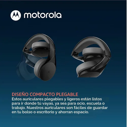 Vista 3 de Motorola Auriculares inalámbricos Bluetooth con micrófono, Moto XT500+ Auriculares sobre la oreja con control en línea para llamadas, teléfonos