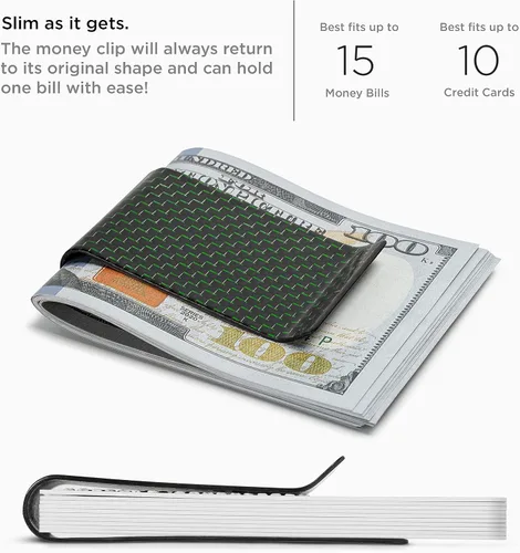 Vista 15 de SERMAN BRANDS Clip de dinero de fibra de carbono para hombres – Cartera delgada con clip de dinero RFID, bolsillo frontal minimalista, cartera EDC