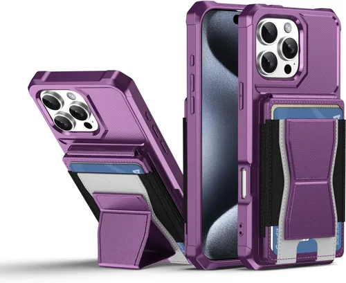 Vista 50 de Dteck Funda para iPhone 16 de 6.1 pulgadas 2024, funda de piel sintética con cierre de botón magnético, ranuras para tarjetas de crédito, función