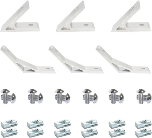 Vista 17 de 8 Conjuntos Perfiles de Extrusión de Aluminio Serie 10 Soportes de Esquina 1010 Conectores en L de Ángulo Recto de 90Grados con Tuercas y Pernos