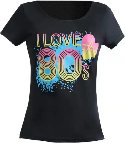 Vista 5 de Sincere Party Women's 80s Costume Set Cotton T-Shirt,Pants,Tutus,Leg Warmers,Gloves,Necklace,Bracelets,Headband,Earrings