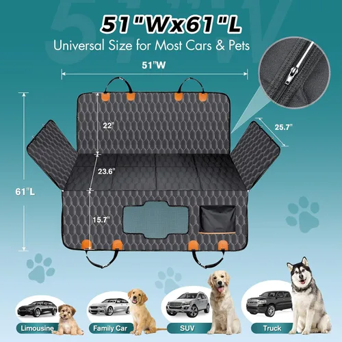 Vista 4 de Chumajor Extensor de asiento trasero para perros, soporta 400 libras, funda impermeable para asiento de automóvil para perro, parte inferior dura