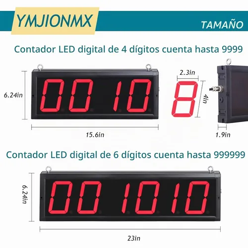 Vista 2 de Contador LED digital hasta 9999 Sensor láser 4in dígitos pantalla contador personas visitante contador 110-240V