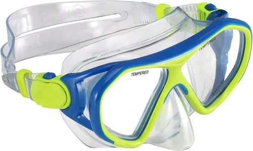 Vista 4 de U.S. Divers Dorado II - Máscara juvenil, aletas ProFlex, juego juvenil de esnórquel Seabreeze DX, aletas grandes para niños de 5 a 8, azul/amarillo