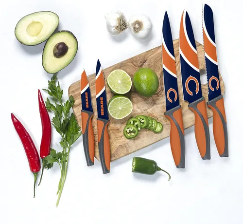Vista 2 de The Sports Vault NFL Chicago Bears - Juego de cuchillos de cocina (5 piezas)