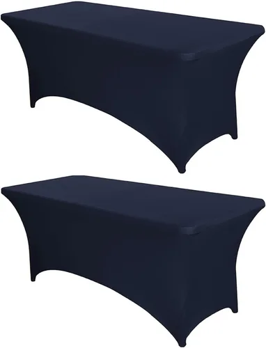 Vista 44 de PTC21B - Juego de 6 manteles elásticos de 6 pies, color negro, rectangular, ajustable, lavable, de elastano, para fiestas, bodas, cócteles