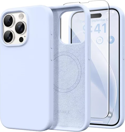 Vista 190 de GONEZ Funda magnética para iPhone 14, compatible con Magsafe, con protector de pantalla + protector de cámara, forro de microfibra antiarañazos