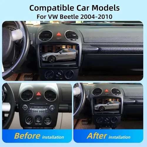 Vista 2 de 2+64G Carplay - Radio inalámbrica para coche Android para VW Beetle 2004-2010, pantalla táctil de 9 pulgadas con Android Auto/DSP/UI