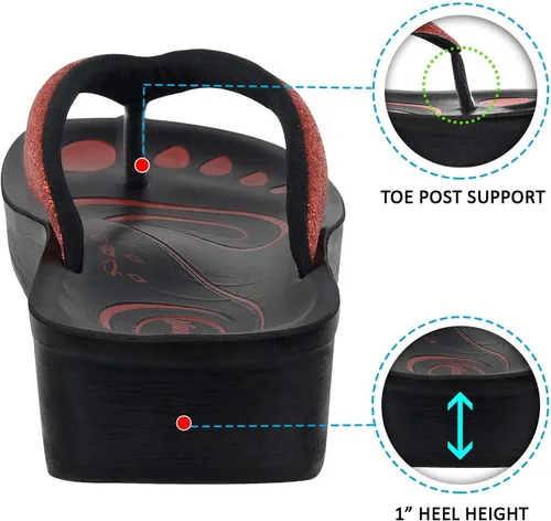 Vista 5 de Aerosoft - Sandalias para Mujer con soporte de arco, Rojo, 7