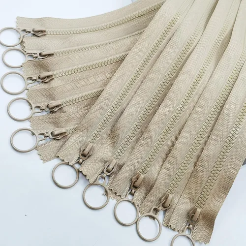Vista 9 de 10 cremalleras de resina que no se separan con tiradores de anillo, cremalleras de plástico #3, tiradores de elevación para ropa, bolsos