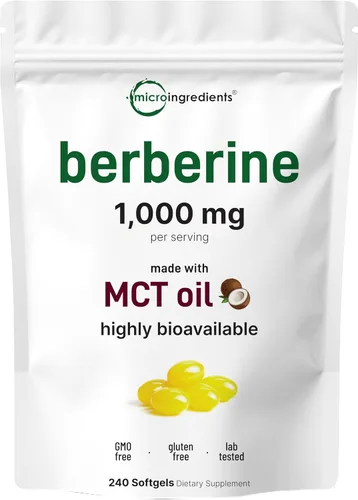 Vista 8 de Micro Ingredients Berberina 1000mg con aceite MCT, 120 cápsulas blandas