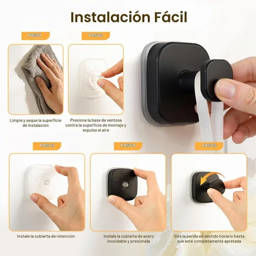 Vista 6 de 3 ganchos de ventosa para ducha, ganchos de ventosa para ducha, ganchos de puerta para colgar bata, lufa, ganchos de pared extraíbles para ventana
