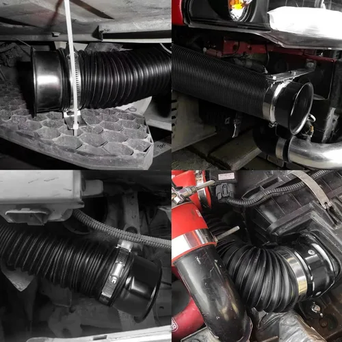 Vista 5 de Conducto de admisión del tubo de admisión, 3 pulgadas/2.992 in Tubo de entrada de frío de aluminio universal para automóvil automotriz- Negro