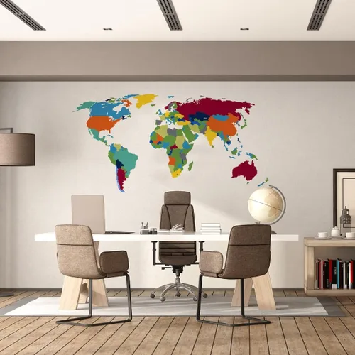 Vista 5 de Calcomanía de pared de mapa del mundo grande, para dormitorio, sala de juegos, habitación de niños, decoración mural – Art of Home removible vinilo