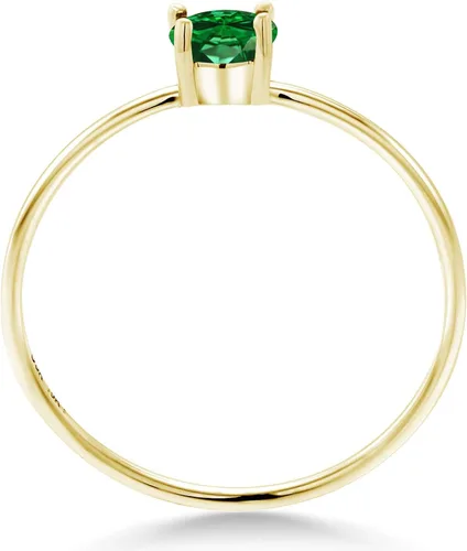Vista 3 de Gem Stone King Anillo de compromiso de esmeralda simulada de oro amarillo de 10 quilates para mujer