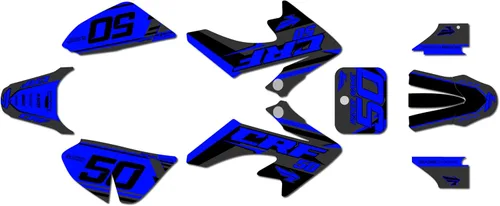 Vista 13 de Kit de gráficos para Honda CRF 50 (2004-2012) Evolution Series Negro 09 Mil - Kit de calcomanías gráficas de carreras personalizadas para dirt bike