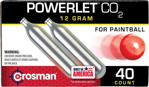 Vista 5 de Crosman CC40PB CO2 Powerlet para paintball (40 unidades), color negro Snug Neck Seal Prevents Gas Leaks - Strong Metal Walls Handle Heavy Use