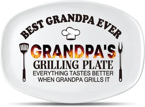 Vista 13 de R HORSE Plato de Parrilla para Papá Regalo Papá BBQ Bandeja de Servir Plato Platos Blancos Ovalados Platos de Servir Abuelo Papá Navidad Año Nuevo
