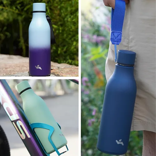 Vista 6 de Konokyo Botella de agua de metal de acero inoxidable aislada de 18 onzas Azul (candy blue)