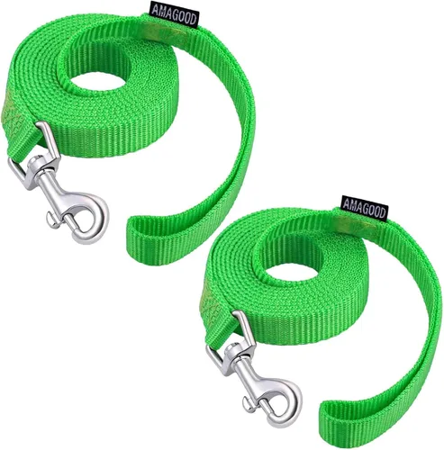 Vista 31 de AMAGOOD 6 pies de correas para cachorros/perros, correa de estilo tradicional resistente con gancho de cuello fácil de usar, correa para perros Negro