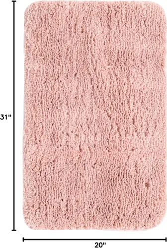 Vista 2 de Unique Loom Bano Luxe Bath Mat Collection - Alfombra de lujo (1 pies 8 pulgadas x 2 pies 7 pulgadas, rectangular, algodón rosa azúcar)