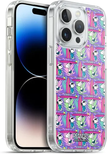 Vista 142 de Head Case Designs Funda de gel suave con licencia oficial de Peanuts Tropical Surf Snoopy Aloha Disco compatible con Apple iPhone 13 Mini Surf