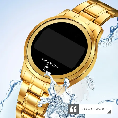 Vista 2 de Relojes de pulsera de lujo de moda digital LED táctil para mujer mujer minimalista simple vestido de acero inoxidable