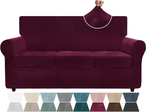 Vista 78 de ZNSAYOTX Fundas elásticas para silla de terciopelo de lujo con brazo, 2 piezas, para sala de estar, funda gruesa y suave, antideslizante, protector