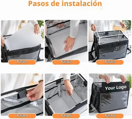 Vista 8 de TooCust Bolsas aisladas para entrega de alimentos, 16.5 x 11.4 x 11.8 pulgadas, bolsa de entrega de alimentos aislada comercial con división, bolsa
