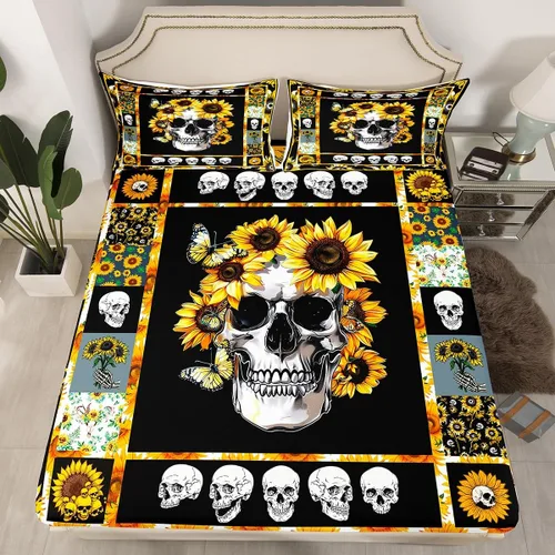 Vista 8 de Manfei Sábana bajera ajustable de flor de durazno, tamaño individual, funda de cama de gnomo de primavera con 1 funda de almohada, juego de ropa
