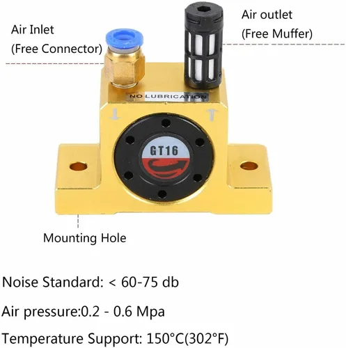 Vista 2 de Tipo industrial GT16 tipo vibrador de rueda de turbina de aire comprimido neumático (GT16)