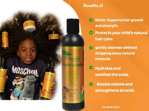 Vista 5 de J'Organic Solutions Kit de cuidado de rizos para niños, acondicionador sin enjuague, hidratante para el cabello, estimulador del cuero cabelludo