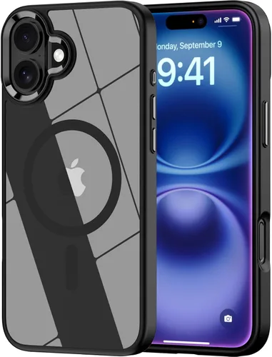 Vista 16 de Funda magnética para iPhone 13, compatible con MagSafe, protección de grado militar, parte trasera dura transparente y marco de TPU suave, funda