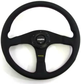 Vista 2 de Momo Volante Tuner 13.780 in Botón de cuerno de cuero negro Puntada roja
